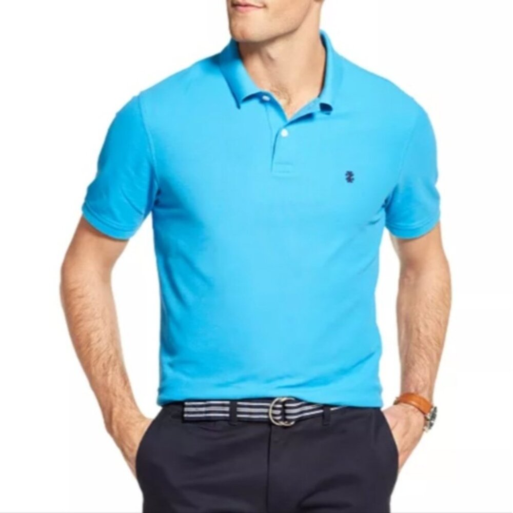 Izod Advantage Performance Polo Shirt Short Sleeve Golf Top Aqua Blue XXL